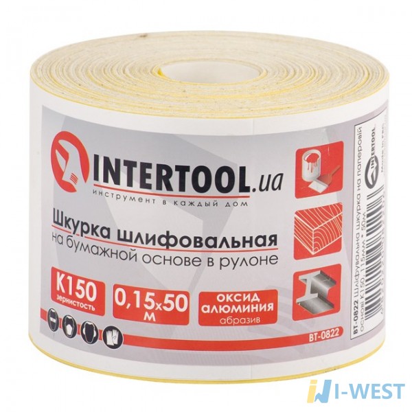 Шлифовальная шкурка на бумажной основе К150, 115мм*50м. INTERTOOL BT-0822 Шлифовальная шкурка на бумажной основе К150, 115мм*50м. INTERTOOL BT-0822