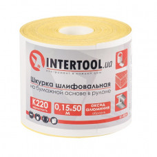 Шліфувальна шкурка на паперовій основі К220, 115мм*50м. INTERTOOL BT-0824