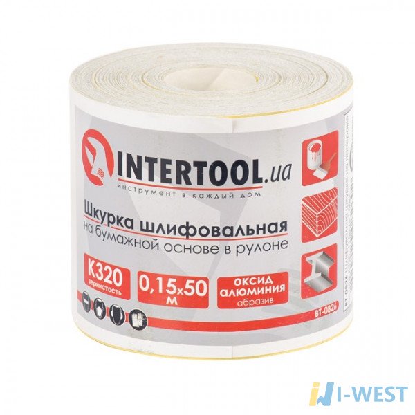 Шлифовальная шкурка на бумажной основе К320, 115мм*50м. INTERTOOL BT-0826
