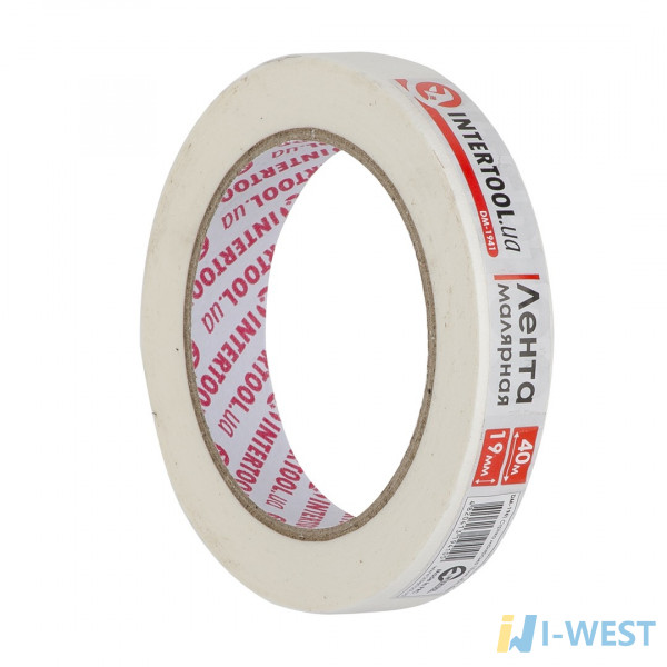 Стрічка малярна 19мм, 40м, біла INTERTOOL DM-1941 Стрічка малярна 19мм, 40м, біла INTERTOOL DM-1941