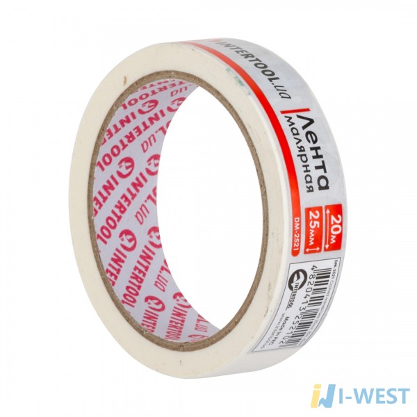 Стрічка малярна 25мм, 20м, біла INTERTOOL DM-2521 Стрічка малярна 25мм, 20м, біла INTERTOOL DM-2521