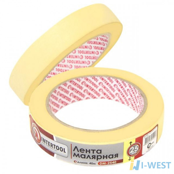 Стрічка малярна 25мм, 40м, жовта INTERTOOL DM-2540 Стрічка малярна 25мм, 40м, жовта INTERTOOL DM-2540