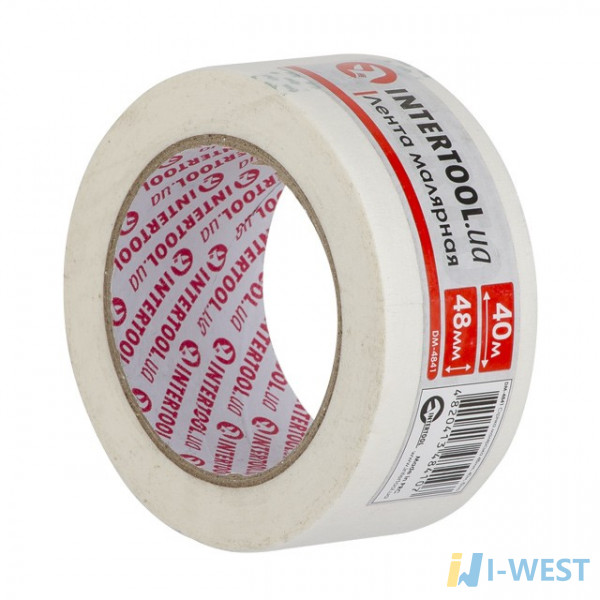 Малярська стрічка 48мм, 40м, біла INTERTOOL DM-4841 Малярська стрічка 48мм, 40м, біла INTERTOOL DM-4841