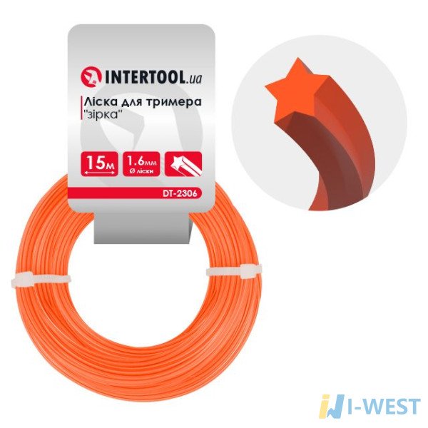 Волосінь для тримера "зірка", 1.6 мм * 15 м INTERTOOL DT-2306