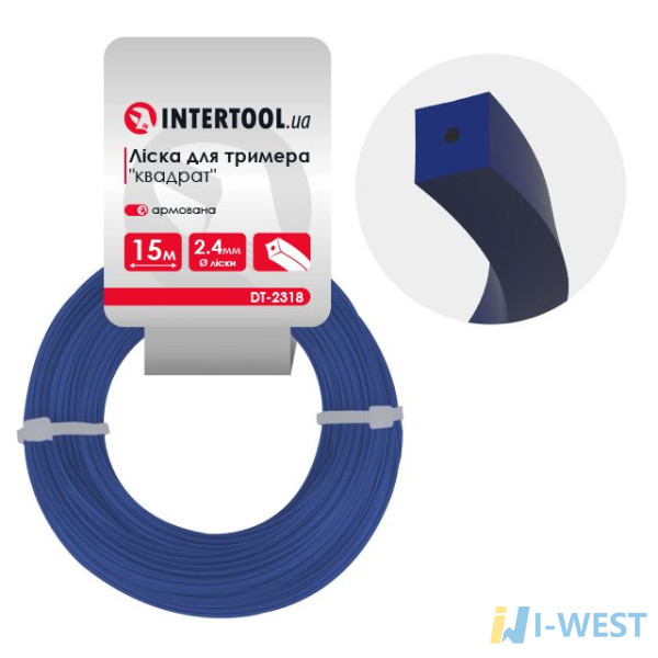 Волосінь для тримера "квадрат" армована, 2.4 мм * 15 м INTERTOOL DT-2318