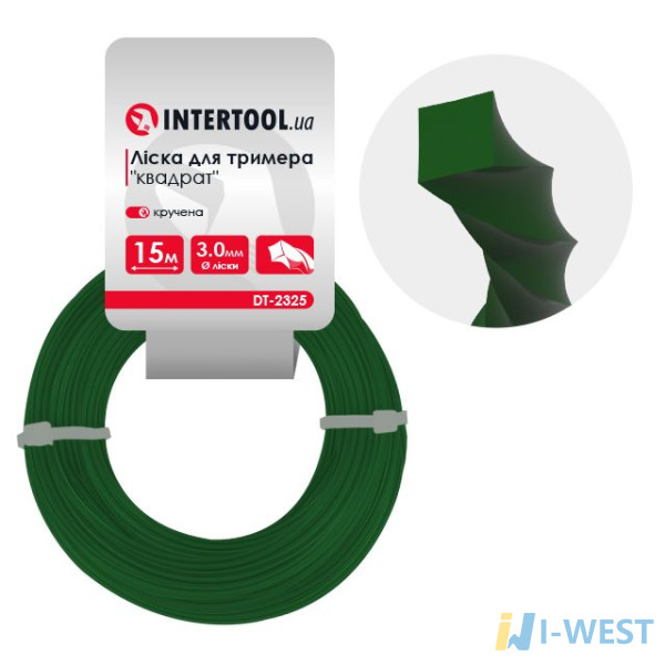Волосінь для тримера "квадрат" кручена, 3.0 мм * 15 м INTERTOOL DT-2325 Волосінь для тримера "квадрат" кручена, 3.0 мм * 15 м INTERTOOL DT-2325