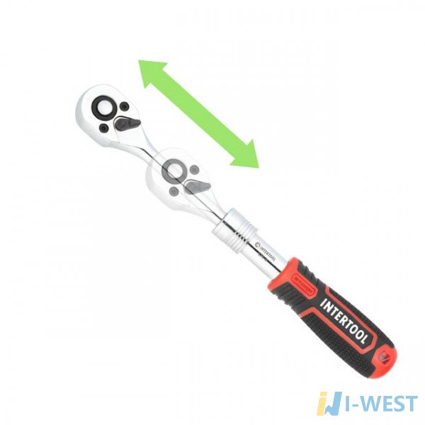 Рукоятка з храповим механізмом телескопічна , 72 зуба 1/4 " , Cr - V STORM INTERTOOL ET - 8004  (ET-8004)