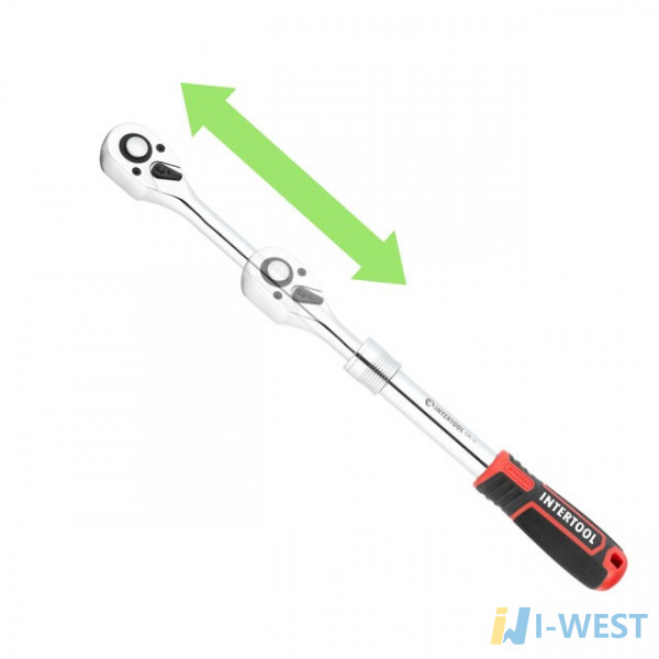 Рукоятка з храповим механізмом телескопічна , 72 зуба 1/2 " , Cr - V STORM INTERTOOL ET - 8006 (ET-8006) Рукоятка з храповим механізмом телескопічна , 72 зуба 1/2 " , Cr - V STORM INTERTOOL ET - 8006 (ET-8006)