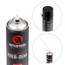 Клей-піна монтажна, всесезонна, 750мл / 1000г., 14 м.кв. +, трубочка INTERTOOL FS-2010