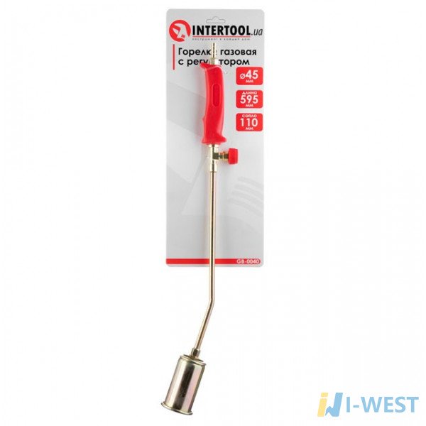 Пальник газовий з регулятором 595мм, сопло 110мм, Ø45мм. INTERTOOL GB-0040