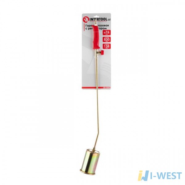 Пальник газовий з регулятором 830мм, сопло138мм, Ø76мм. INTERTOOL GB-0043 Пальник газовий з регулятором 830мм, сопло138мм, Ø76мм. INTERTOOL GB-0043