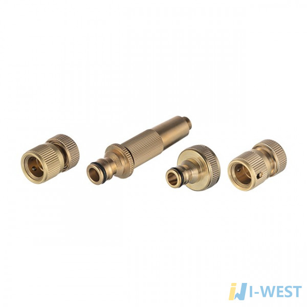 Комплект насадка латунна для поливу 1/2", конектор з аквастопом 1/2", конектор 1/2", адаптер 1/2" та 3/4" STORM INTERTOOL GE-1426