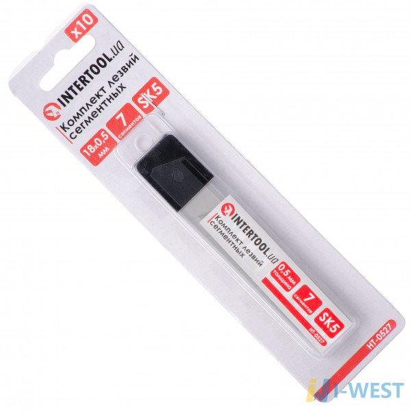 Комплект лезвий сегментных 18 мм, 7 сегментов, толщина 0.5 мм, сталь SK5, 10 шт/уп. INTERTOOL HT-0527