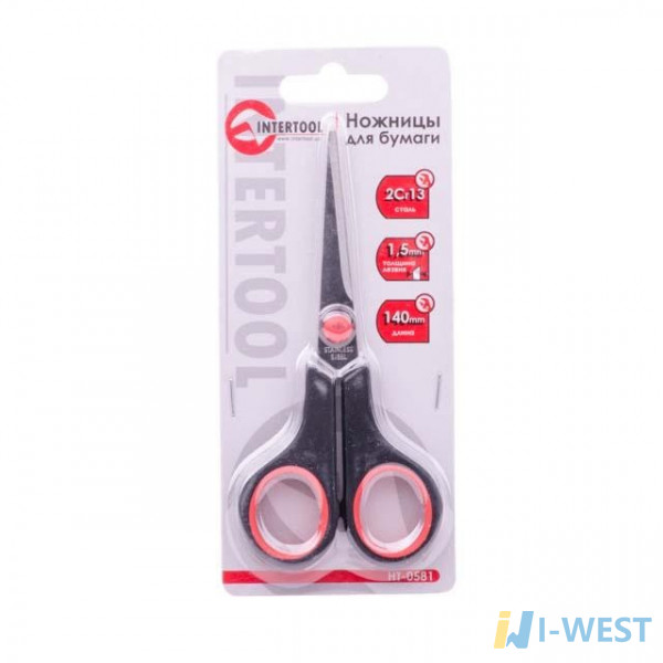 Ножницы для бумаги 140 мм INTERTOOL HT-0581 Ножницы для бумаги 140 мм INTERTOOL HT-0581