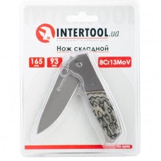 Ніж складаний 165 мм, ручка з дерев'яними вставками. INTERTOOL HT-0590