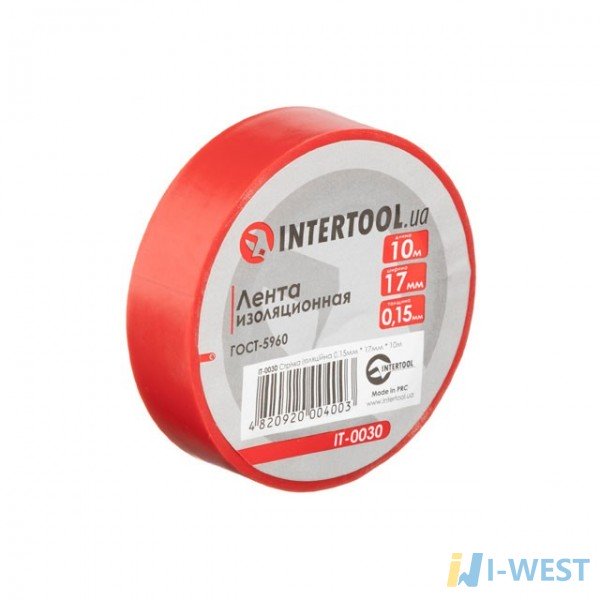 Лента изоляционная 0.15мм*17мм*10м красная INTERTOOL IT-0030 Лента изоляционная 0.15мм*17мм*10м красная INTERTOOL IT-0030