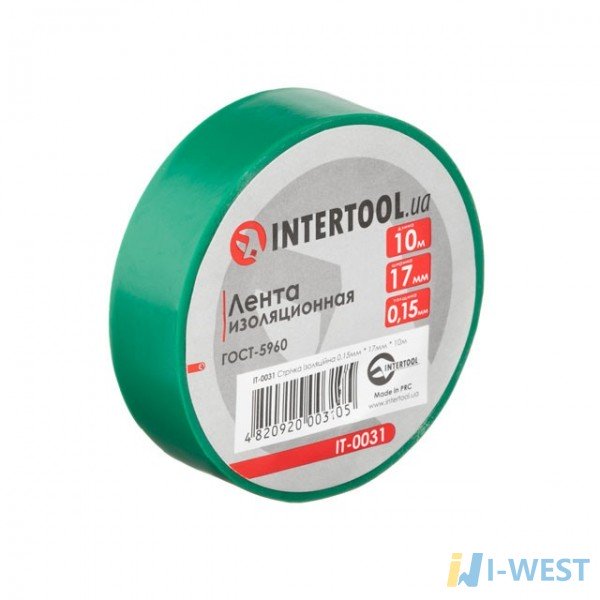 Стрічка ізоляційна 0.15мм * 17мм * 10м зелена INTERTOOL IT - 0031 (IT-0031) Стрічка ізоляційна 0.15мм * 17мм * 10м зелена INTERTOOL IT - 0031 (IT-0031)