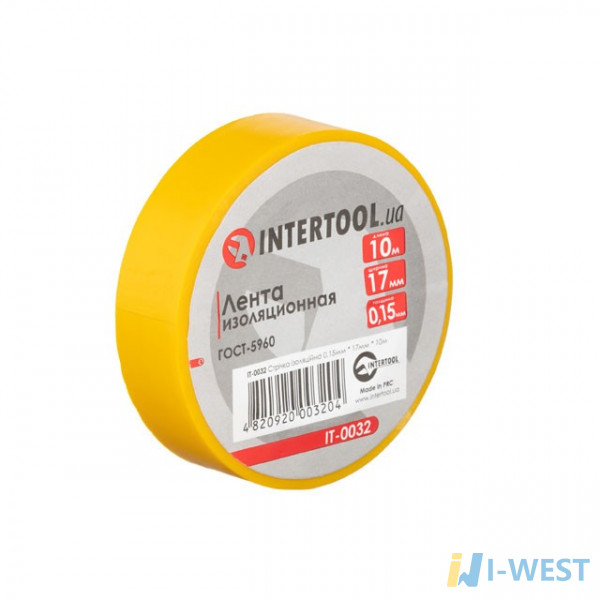 Лента изоляционная 0.15мм*17мм*10м желтая INTERTOOL IT-0032 Лента изоляционная 0.15мм*17мм*10м желтая INTERTOOL IT-0032