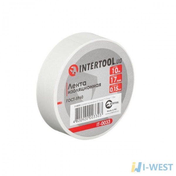Стрічка ізоляційна 0.15мм * 17мм * 10м біла INTERTOOL IT - 0033 (IT-0033) Стрічка ізоляційна 0.15мм * 17мм * 10м біла INTERTOOL IT - 0033 (IT-0033)