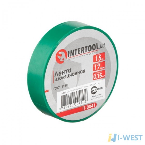 Стрічка ізоляційна 0.15мм * 17мм * 15м зелена INTERTOOL IT - 0041 (IT-0041) Стрічка ізоляційна 0.15мм * 17мм * 15м зелена INTERTOOL IT - 0041 (IT-0041)