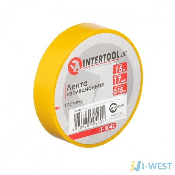 Стрічка ізоляційна 0.15мм * 17мм * 15м жовта INTERTOOL IT - 0042 (IT-0042) Стрічка ізоляційна 0.15мм * 17мм * 15м жовта INTERTOOL IT - 0042 (IT-0042)