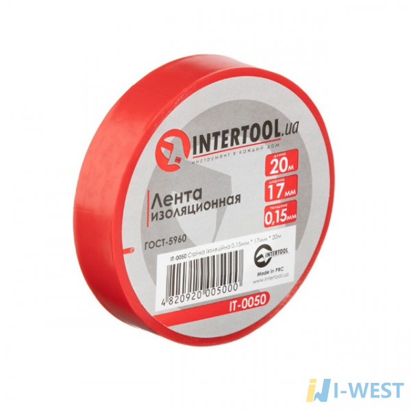 Лента изоляционная 0.15мм*17мм*20м красная INTERTOOL IT-0050 Лента изоляционная 0.15мм*17мм*20м красная INTERTOOL IT-0050