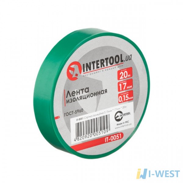 Стрічка ізоляційна 0.15мм * 17мм * 20м зелена INTERTOOL IT - 0051 (IT-0051) Стрічка ізоляційна 0.15мм * 17мм * 20м зелена INTERTOOL IT - 0051 (IT-0051)