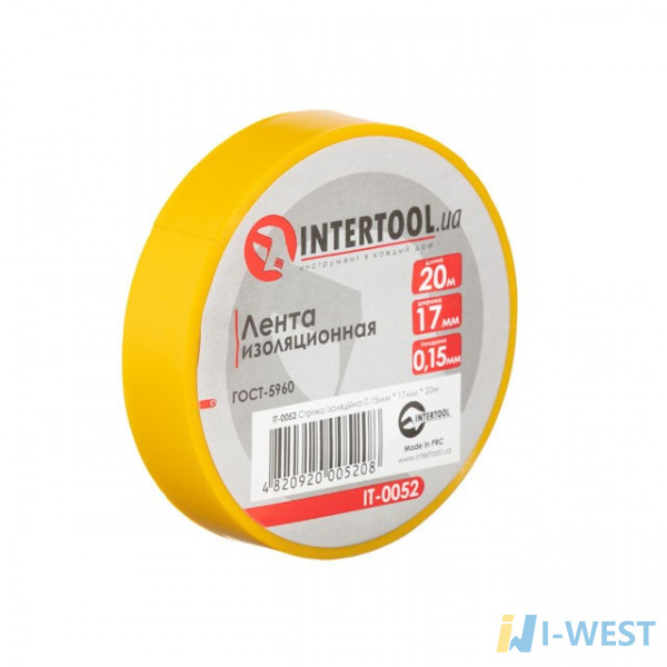 Стрічка ізоляційна 0.15мм * 17мм * 20м жовта INTERTOOL IT - 0052 (IT-0052) Стрічка ізоляційна 0.15мм * 17мм * 20м жовта INTERTOOL IT - 0052 (IT-0052)
