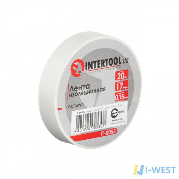 Стрічка ізоляційна 0.15мм * 17мм * 20м біла INTERTOOL IT - 0053 (IT-0053) Стрічка ізоляційна 0.15мм * 17мм * 20м біла INTERTOOL IT - 0053 (IT-0053)