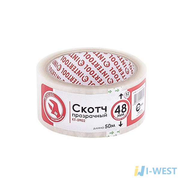 Скотч прозорий 48мм*50м*52мкм INTERTOOL KT-0902 Скотч прозорий 48мм*50м*52мкм INTERTOOL KT-0902