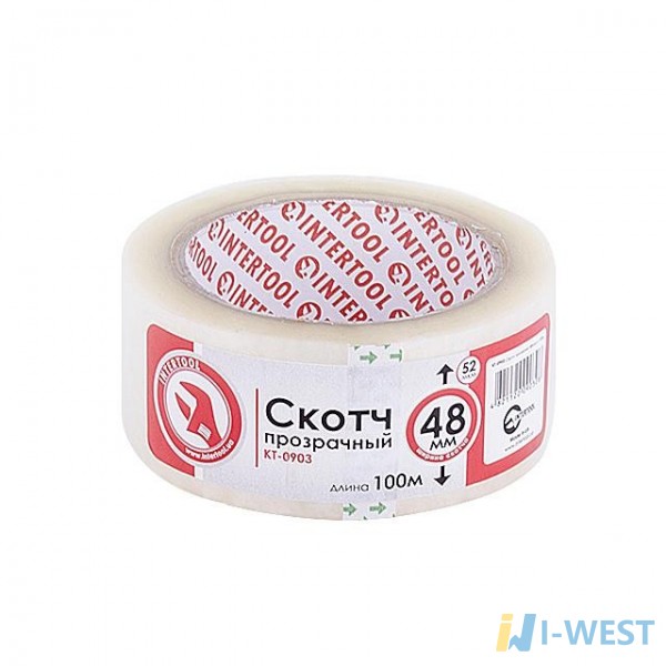 Скотч прозрачный 48мм*100м*52мкм INTERTOOL KT-0903 Скотч прозрачный 48мм*100м*52мкм INTERTOOL KT-0903
