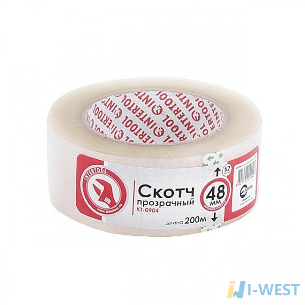 Скотч прозорий 48мм*200м*52мкм INTERTOOL KT-0904 Скотч прозорий 48мм*200м*52мкм INTERTOOL KT-0904