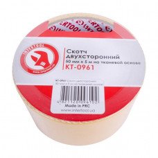 Скотч двухсторонний 50 мм*5 м на тканевой основе INTERTOOL KT-0961 Скотч двухсторонний 50 мм*5 м на тканевой основе INTERTOOL KT-0961