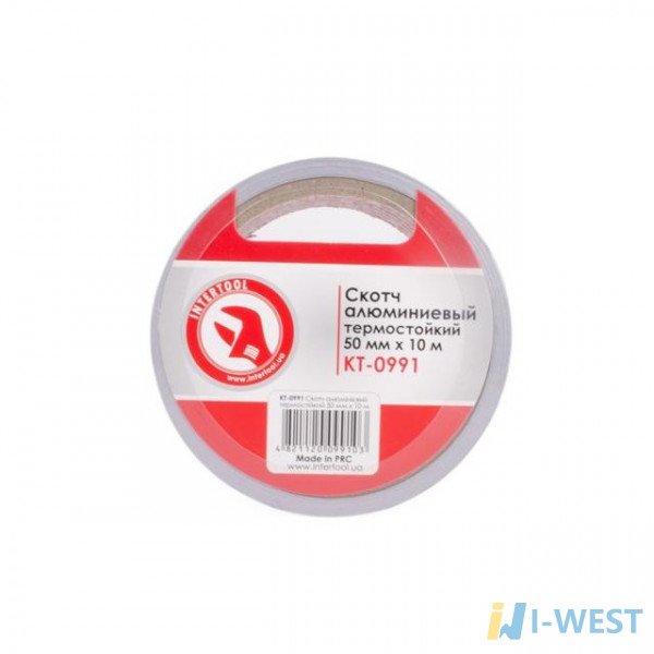 Скотч алюминиевый термостойкий 50 мм*10 м INTERTOOL KT-0991 Скотч алюминиевый термостойкий 50 мм*10 м INTERTOOL KT-0991
