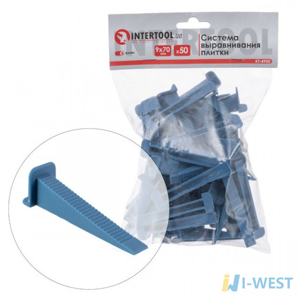 Система вирівнювання плитки, клин 9*70мм/50шт INTERTOOL KT-4950 Система вирівнювання плитки, клин 9*70мм/50шт INTERTOOL KT-4950