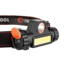Ліхтар налобний акумуляторний XPE + COB, магніт INTERTOOL LB-0309