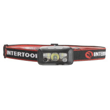 Фонарь налобный аккумуляторный XPE+2SMD+2RED SMD, 6 режимов работы, сенсор, STORM INTERTOOL LB-0310