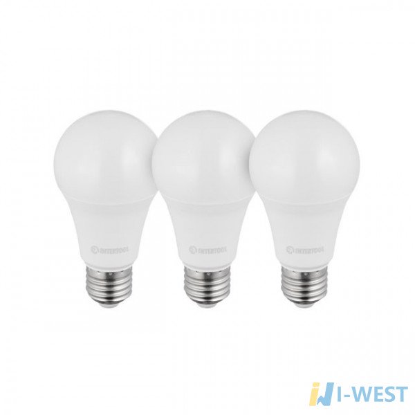 Лампы светодиодные, набор из 3 шт. LL-0017, LED A60, E27, 15Вт, 150-300В, 4000K, 30000ч, гарантия 3года INTERTOOL LL-3017