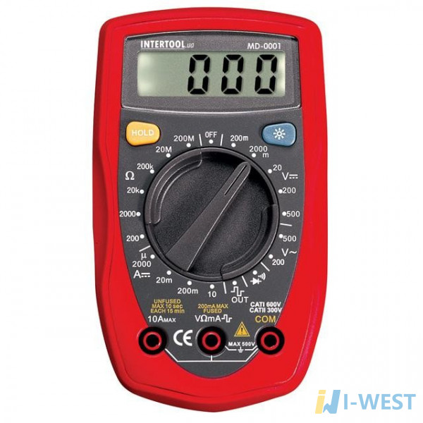 Мультиметр цифровой CAT II-300В/CAT I-600В INTERTOOL MD-0001 Мультиметр цифровой CAT II-300В/CAT I-600В INTERTOOL MD-0001