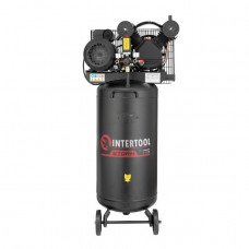 Компресор 100 л , вертикальний , 3 кВт , 220 В , 10 атм , 500 л / хв , 2 циліндра INTERTOOL PT - 0017  (PT-0017)