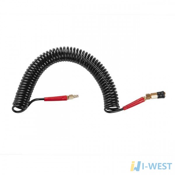 Шланг BLACK M-Flex 5.5х8мм, 10м спіральний поліуретановий з поворотним шарніром, латунними швидкороз'ємними з'єднаннями STORM INTERTOOL PT-1790 Шланг BLACK M-Flex 5.5х8мм, 10м спіральний поліуретановий з поворотним шарніром, латунними швидкороз'ємними з'єднаннями STORM INTERTOOL PT-1790