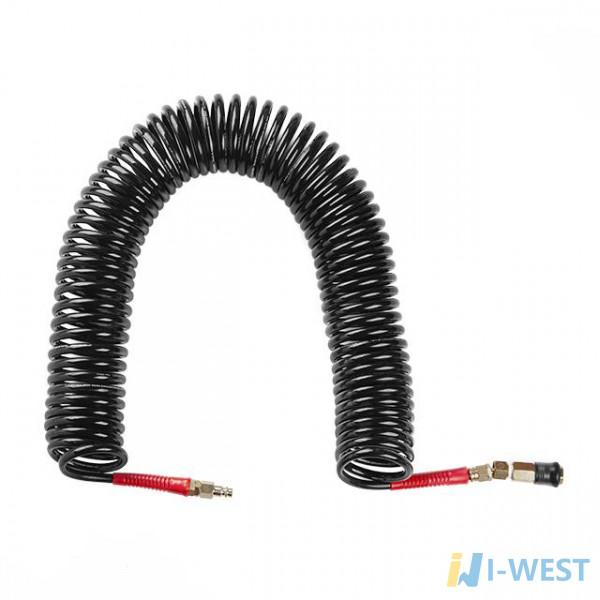 Шланг BLACK M-Flex 6,5х10мм, 15м спіральний поліуретановий з поворотним шарніром, латунними швидкороз'ємними з'єднаннями STORM INTERTOOL PT-1794 Шланг BLACK M-Flex 6,5х10мм, 15м спіральний поліуретановий з поворотним шарніром, латунними швидкороз'ємними з'єднаннями STORM INTERTOOL PT-1794