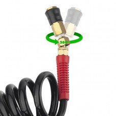 Шланг BLACK M-Flex 8х12мм, 10м спиральный полиуретановый c поворотным шарниром, латунными быстроразъемными соединениями STORM INTERTOOL PT-1796
