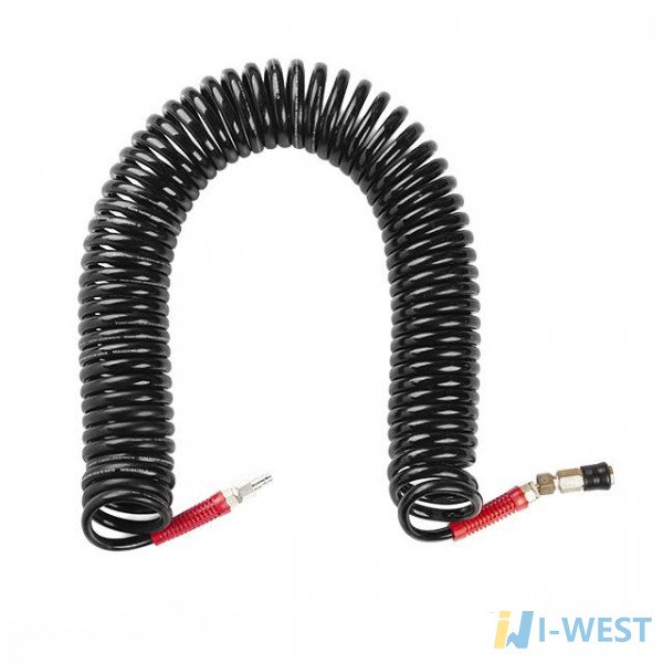 Шланг BLACK M-Flex 8х12мм, 15м спіральний поліуретановий з поворотним шарніром, латунними швидкороз'ємними з'єднаннями STORM INTERTOOL PT-1797 Шланг BLACK M-Flex 8х12мм, 15м спіральний поліуретановий з поворотним шарніром, латунними швидкороз'ємними з'єднаннями STORM INTERTOOL PT-1797