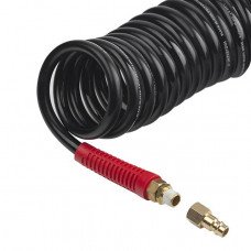 Шланг BLACK M-Flex 8х12мм, 20м спіральний поліуретановий з поворотним шарніром, латунними швидкороз'ємними з'єднаннями STORM INTERTOOL PT-1798