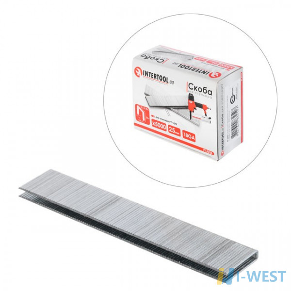 Скоба для степлера РТ-1612 25мм (18GA) 5,7(5,8)x1,25x1,0мм 5000шт/упак INTERTOOL PT-8325 Скоба для степлера РТ-1612 25мм (18GA) 5,7(5,8)x1,25x1,0мм 5000шт/упак INTERTOOL PT-8325