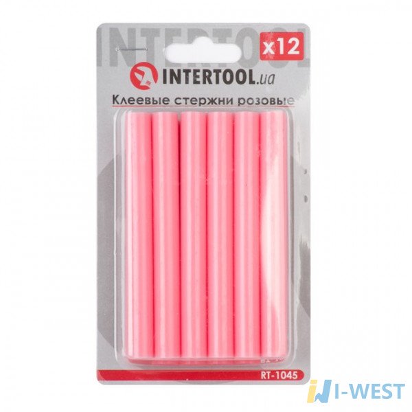 Комплект рожевих клейових стрижнів 11.2 мм*100мм, 12шт. INTERTOOL RT-1045