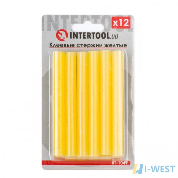 Комплект желтых клеевых стержней 11.2мм*100мм, 12шт. INTERTOOL RT-1049