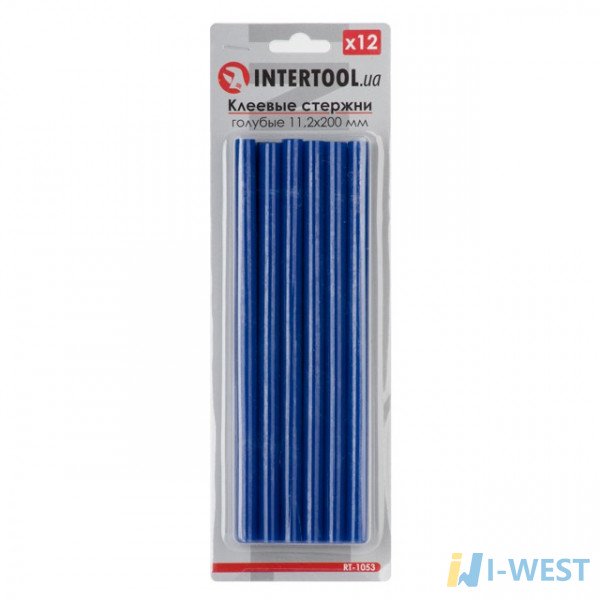 Комплект блакитних клейових стрижнів 11.2 мм*200мм, 12шт. INTERTOOL RT-1053