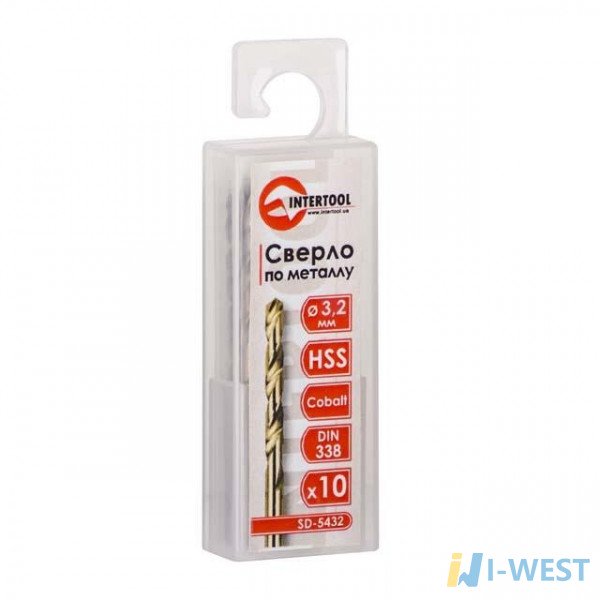 Свердло кобальтовое по металу 3.2 мм HSS-Co, DIN 338 INTERTOOL SD-5432